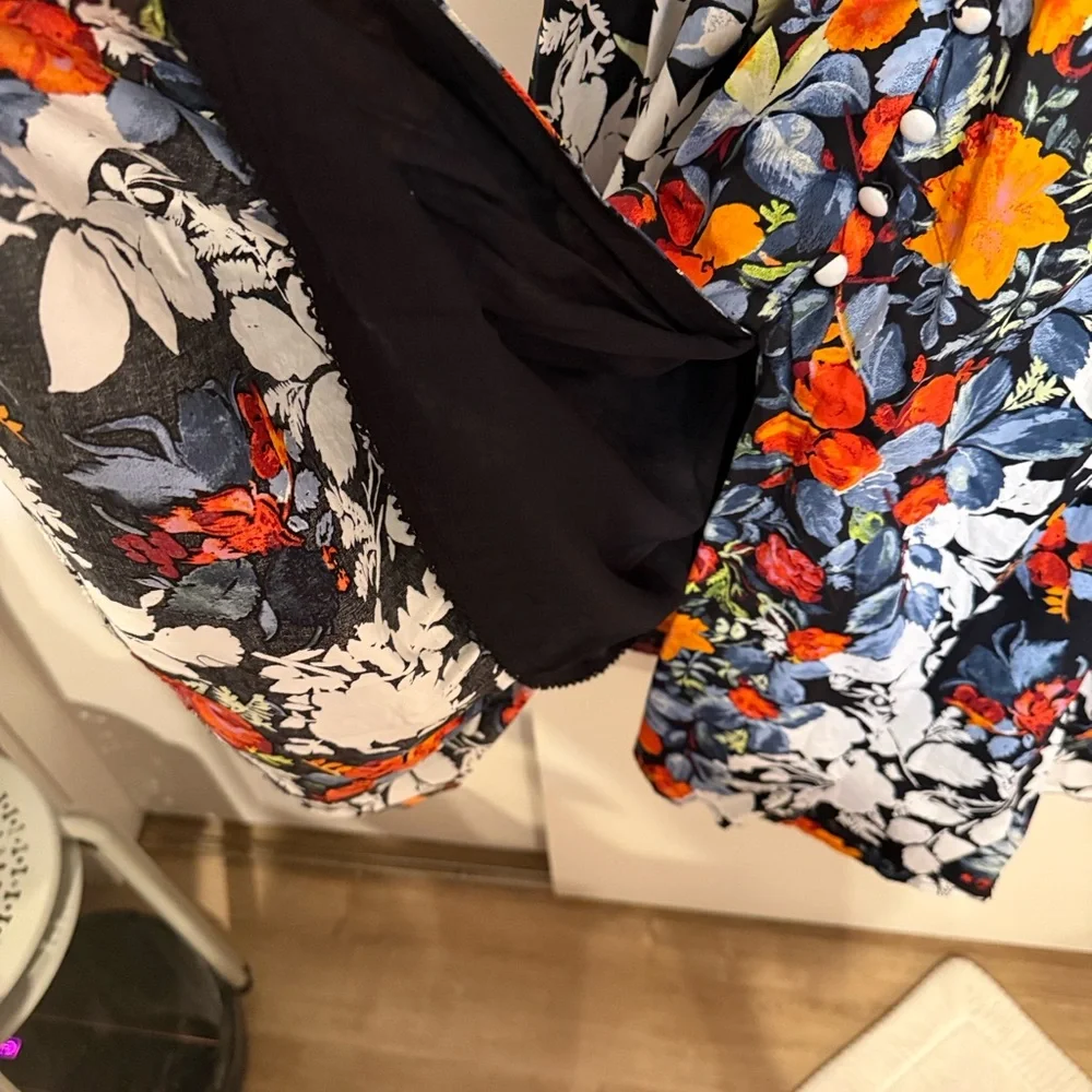Anthropologie Floral Dress - Black, White, Orange, Red - Picture 6 of 11